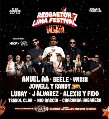 El Reggaetón Lima Festival 7 se realizará en el Estadio Nacional con una edición especial por Halloween.