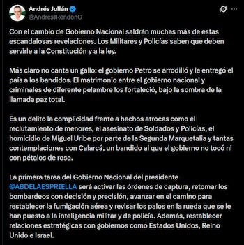 Andrés Julián Rendón - crédito @AndresJRendonC/X