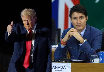 Donald Trump y Justin Trudeau (EFE/ Will Oliver / Sebastiao Moreira ARCHIVO)
