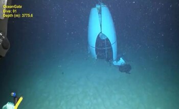 El casco del sumergible Titan presentó arrugas y huecos desde su fabricación inicial, según ingeniero de la NTSB. (Pelagic Research Services via AP)