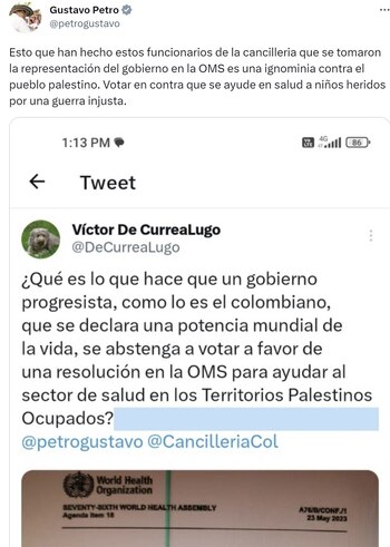 Trino del presidente Petro condenando