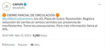 Bloqueo parcial en la autopista