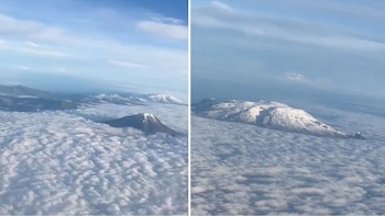 Una pasajera captó desde la ventana de un avión el hermoso paisaje de la cordillera Central: los nevados del Ruiz, Tolima y Santa Isabel