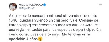 Trino publicado por Miguel Polo Polo en sus redes sociales