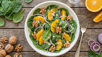 ensalada de naranja, espinaca y nuez -México- 8 abril