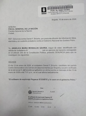 Monsalve argumenta que la publicación