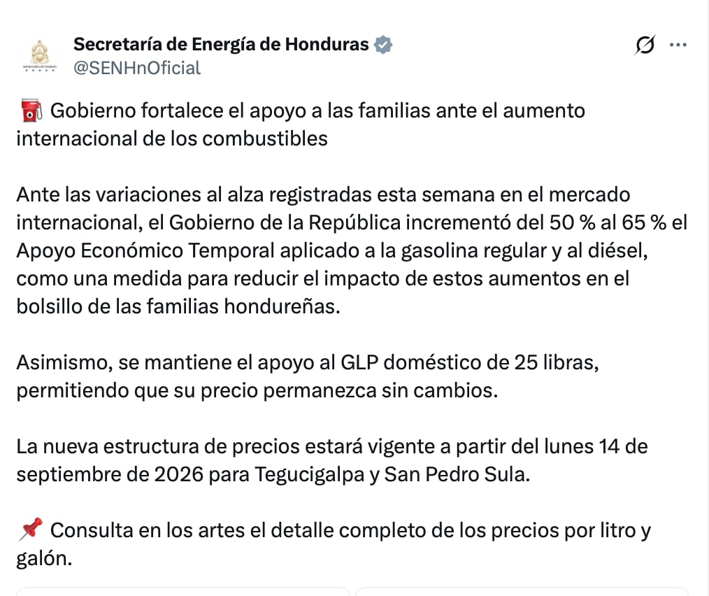 El Gobierno elevó de 50% a 65% el apoyo temporal para gasolina regular y diésel, pero ambos combustibles aumentarán. El GLP doméstico mantendrá su precio. (FOTO: Secretaría de Energía)