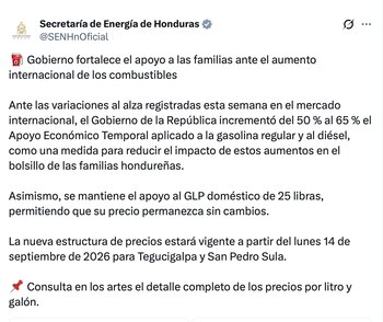 El Gobierno elevó de 50% a 65% el apoyo temporal para gasolina regular y diésel, pero ambos combustibles aumentarán. El GLP doméstico mantendrá su precio. (FOTO: Secretaría de Energía)