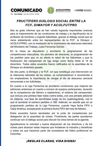 Acolfutpro dio a conocer los