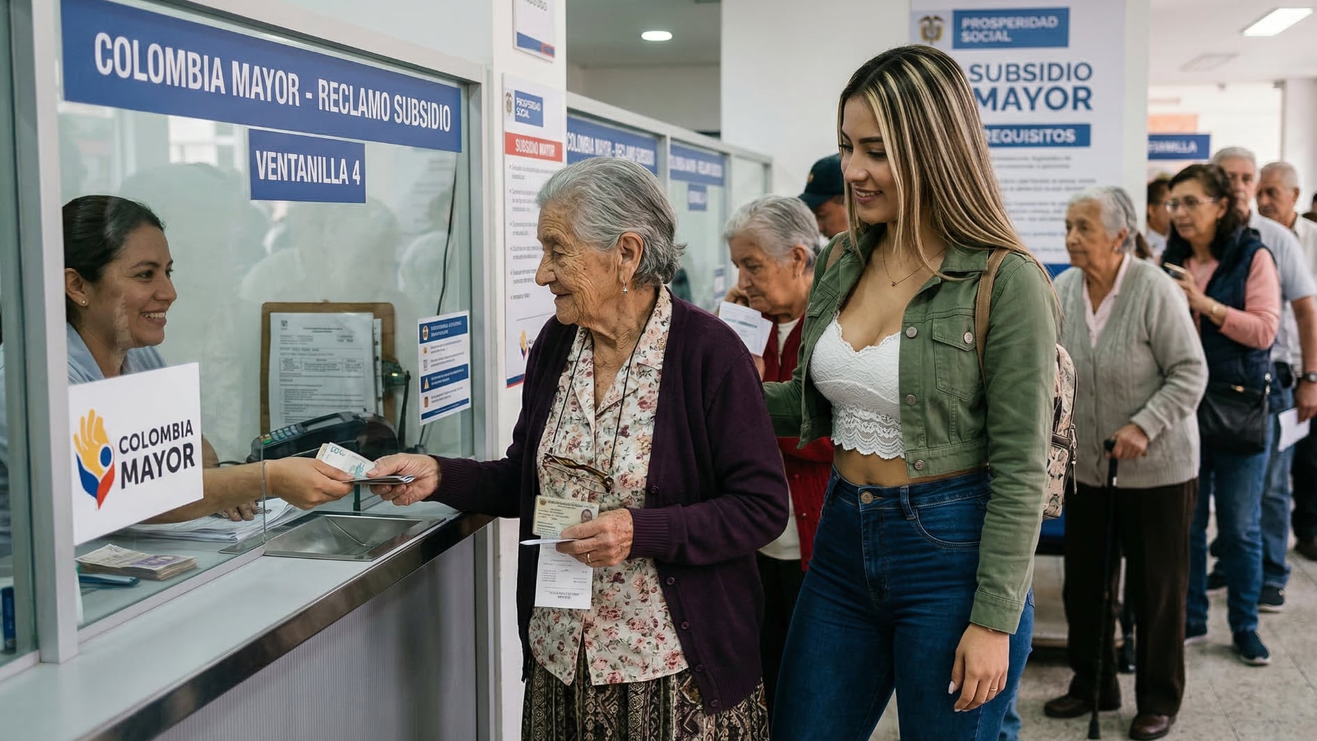 Un adulto mayor recibe 460.000 pesos del programa Colombia Mayor, subsidio dirigido a personas sin pensión en condición de pobreza. El plazo para cobrarlo vence el 25 de marzo- crédito Visuales IA