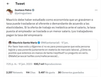 Tuit de Gustavo Petro en
