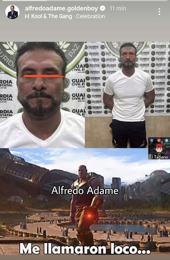 El actor publicó un mensaje irónico, acompañado de un meme, en referencia a los enfrentamientos que ambos mantuvieron durante el reality La Granja VIP. (Captura de pantalla @alfredoadame.goldenboy)