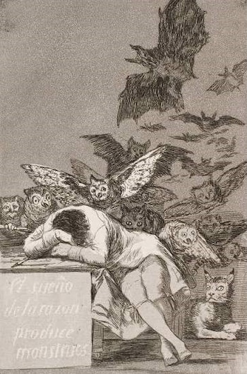 "El sueño de la razón produce monstruos" es un aguafuerte del pintor español Francisco de Goya perteneciente a la serie de Los caprichos publicado en 1799