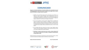 Comunicado de Sedapal