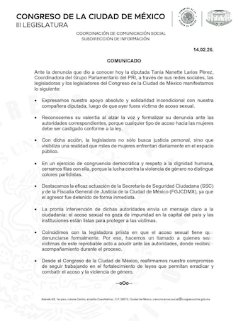 El Congreso capitalino reconoció la