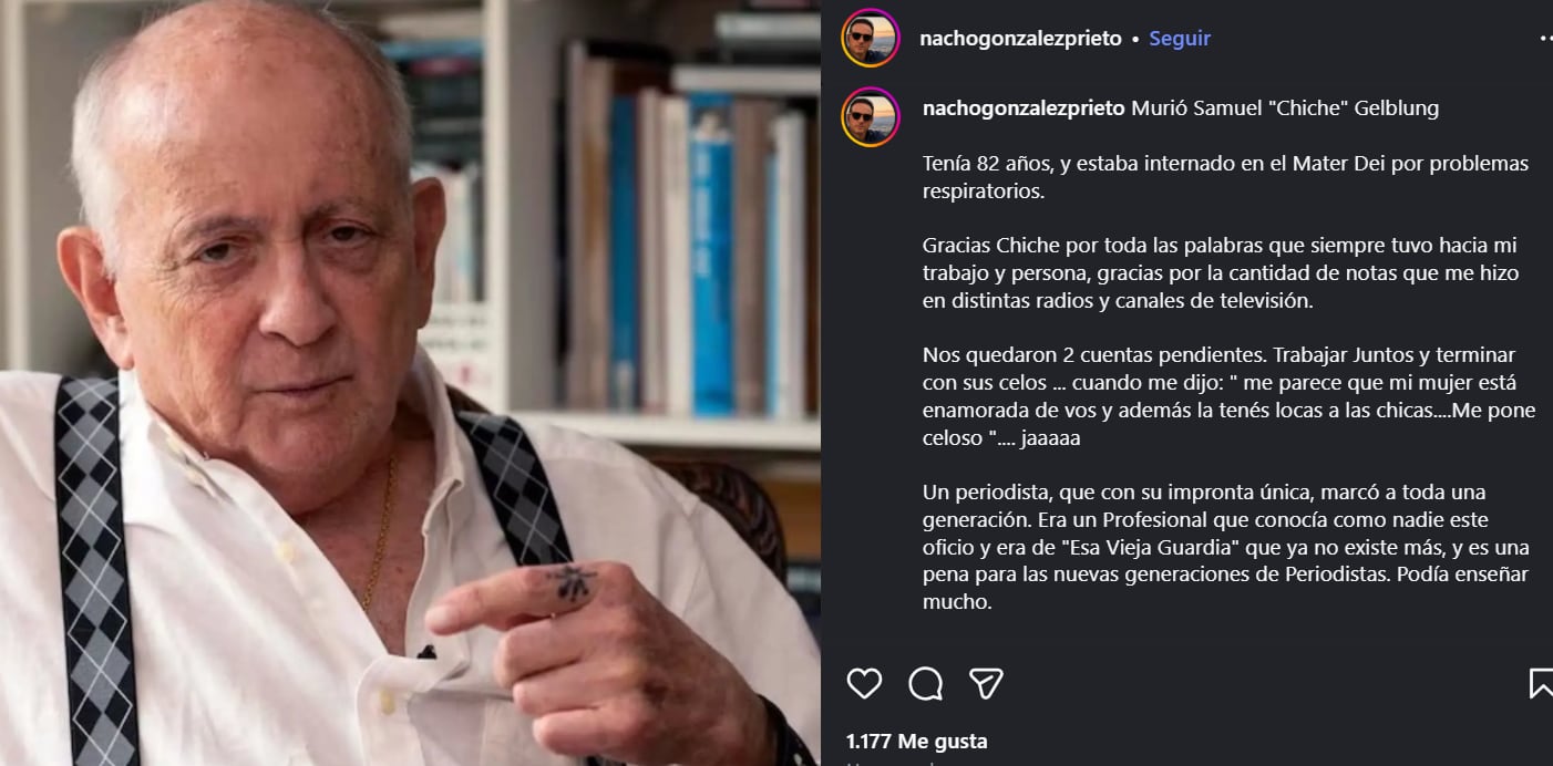 Nacho González Prieto decidió recordar al comunicar con dos pendientes que le quedaron realizar (Instagram)
