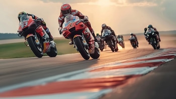Competidores en plena acción durante un evento de carreras de motos, mostrando destreza y rapidez - (Imagen Ilustrativa Infobae)