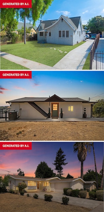 A handout image generated by AI, three photos featuring vivid grass, stunning sunsets or glowing windows, all common giveaways for artificial intelligence images. Brokers had for years employed Òvirtual stagingÓ software to help buyers visualize a space with furniture. But AI-powered Ôreal estate retouchingÕ has now become so deceptive and pervasive that some states and cities are moving to crack down. (via The New York Times) Ñ ADVISORIES MUST REMAIN IN THE UPPER LEFT CORNERS TO SIGNIFY THESE IMAGES WERE GENERATED BY COMPUTER Ñ IMAGES MUST NOT BE CROPPED Ñ NO SALES; FOR EDITORIAL USE ONLY WITH NYT STORY SLUGGED REAL ESTATE AI by SMITH of SEPT. 8, 2026. ALL OTHER USE PROHIBITED. Ñ