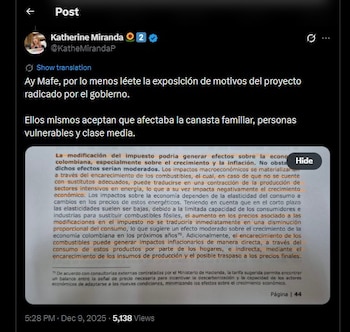 Katherine Miranda no se quedó