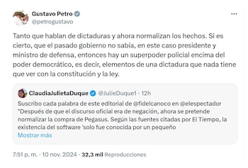 Gustavo Petro y sus señalamientos sobre Pegasus