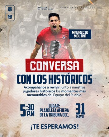 En la previa del partido ante América de Cali, uno de los ídolos de Independiente Medellín conversará con algunos hinchas-crédito @DIM_Oficial/X
