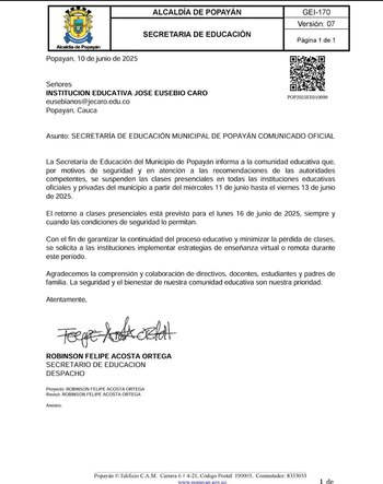 Por grave situación de orden