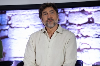 El actor Javier Bardem durante una rueda de prensa en Palma de Mallorca, Baleares