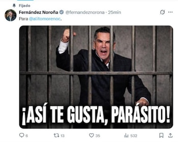 Noroña arremetió de nuevo contra Alito Moreno. | X- Gerardo Fernández Noroña