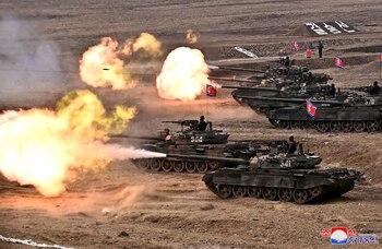 Una demostración militar en Corea
