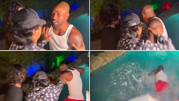 El Chino Maidana protagonizó un tenso momento con una estrella de MMA: el video del cruce que terminó con el luchador en una piscina