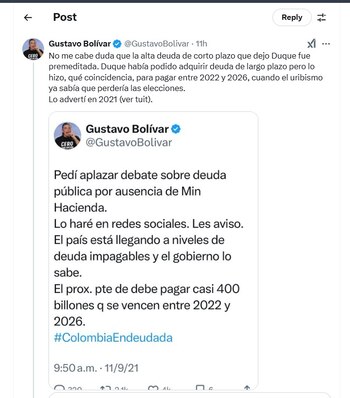 Gustavo Bolívar arremetió en contra