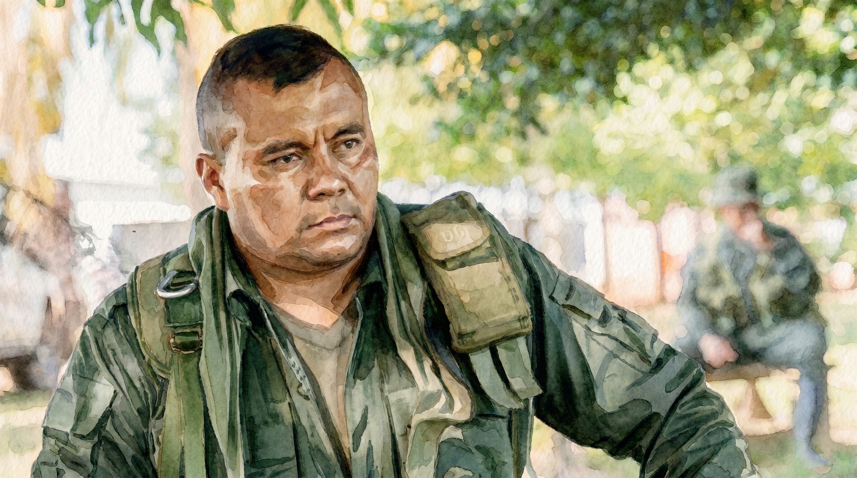 Un retrato estilo acuarela del alias Calarca, prominente cabecilla de una de las facciones de las disidencias de las Farc - crédito Imagen Ilustrativa Infobae