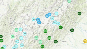 El altiplano de Ipiales, el sur de Pasto y el sector de El Encano, cerca de la Laguna de La Cocha, también presentaron temperaturas por debajo de 10 °C - crédito Ideam/X