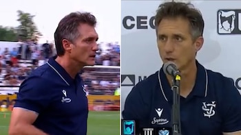 Show de Guillermo Barros Schelotto: de la ira por ser expulsado a la confusión con un periodista en la conferencia