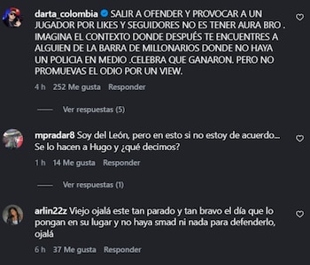 Los usuarios se fueron en contra del hincha y el streamer tras encarar a Leonardo Castro-crédito Instagram