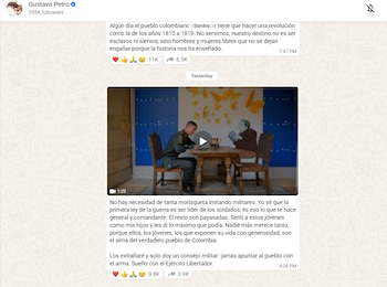 El jefe de Estado afirmó que buscó mejorar las condiciones dentro de las fuerzas armadas del país - crédito Canal de difusión de Gustavo Petro