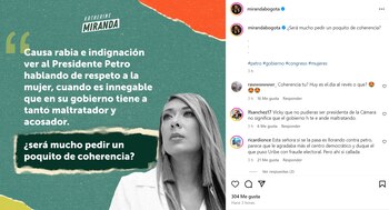 Katherine Miranda criticó al presidente