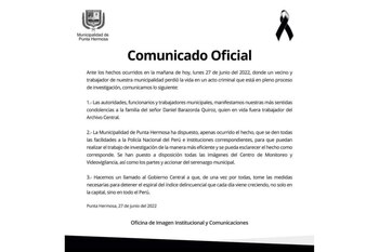 Pronunciamiento de la Municipalidad de