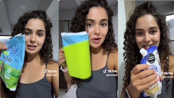 Creadora de contenido española contó lo “incómodo” que le resultan los empaques en bolsa de Colombia: “Necesito tener jarritas para todo”