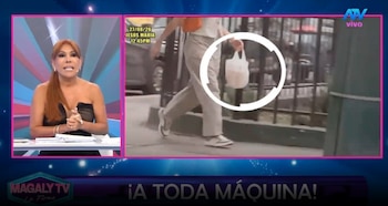 Magaly cuestiona el 50/50 de Korina tras verla junto a Emanuel Parrado. Captura: Magaly TV La Firme.
