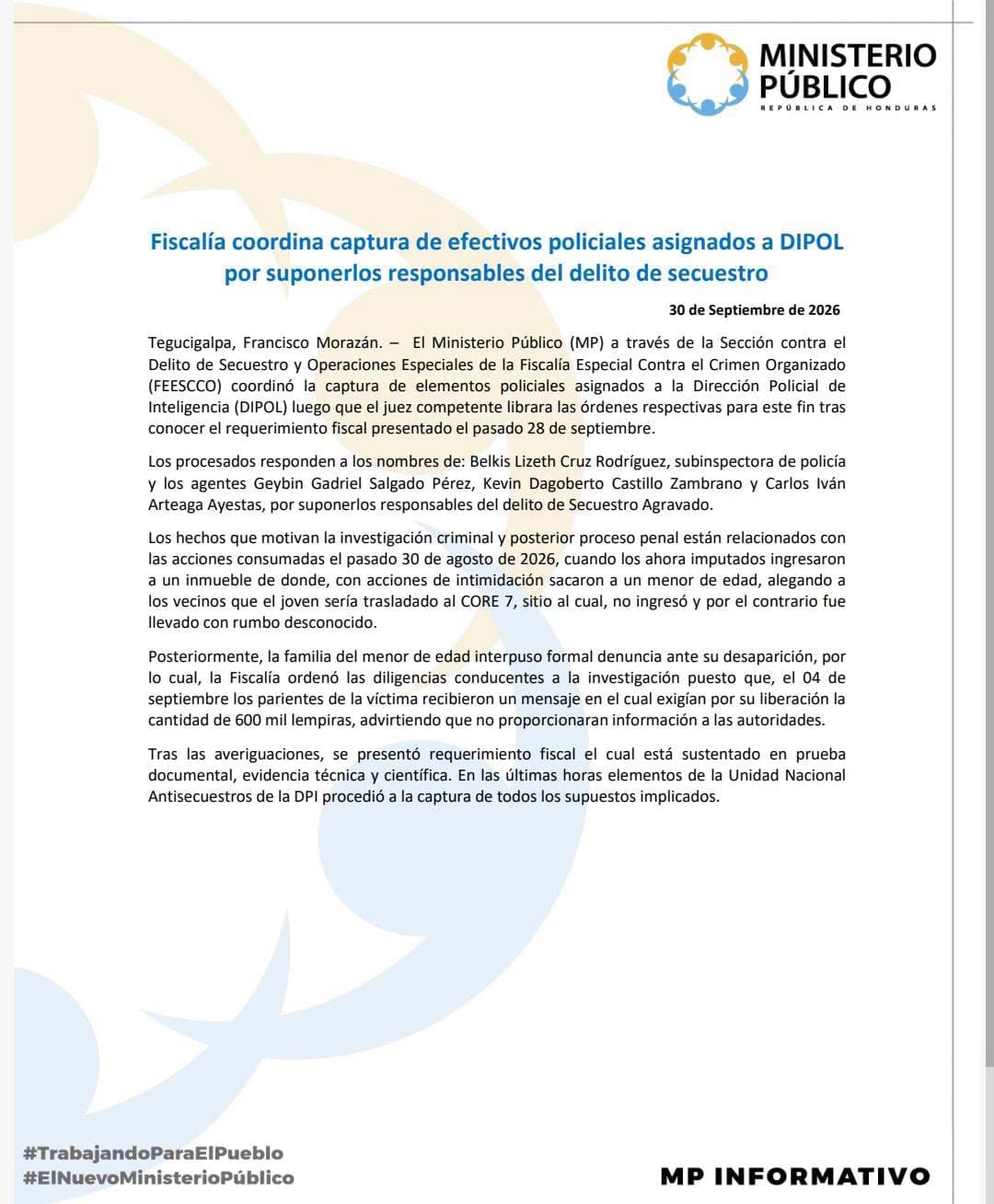 La investigación establece que el menor fue sacado de un inmueble el 30 de agosto. (Foto: Ministerio Público)