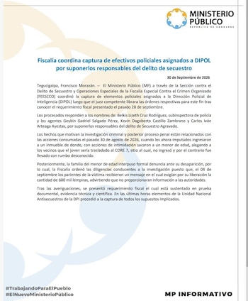 La investigación establece que el menor fue sacado de un inmueble el 30 de agosto. (Foto: Ministerio Público)