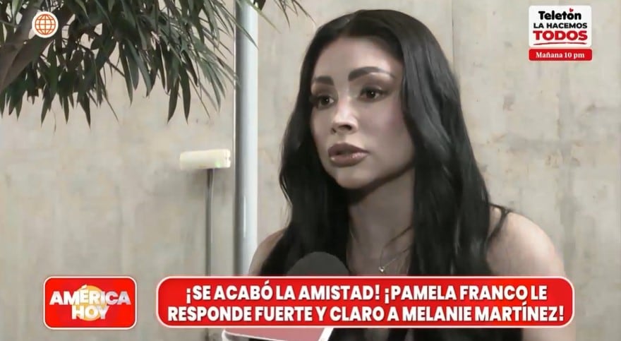 La cantante Pamela Franco ofrece declaraciones en televisión sobre el fin de su relación de amistad con Melanie Martínez.
