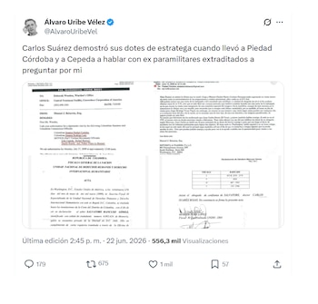 Álvaro Uribe y sus críticas a Carlos Suárez