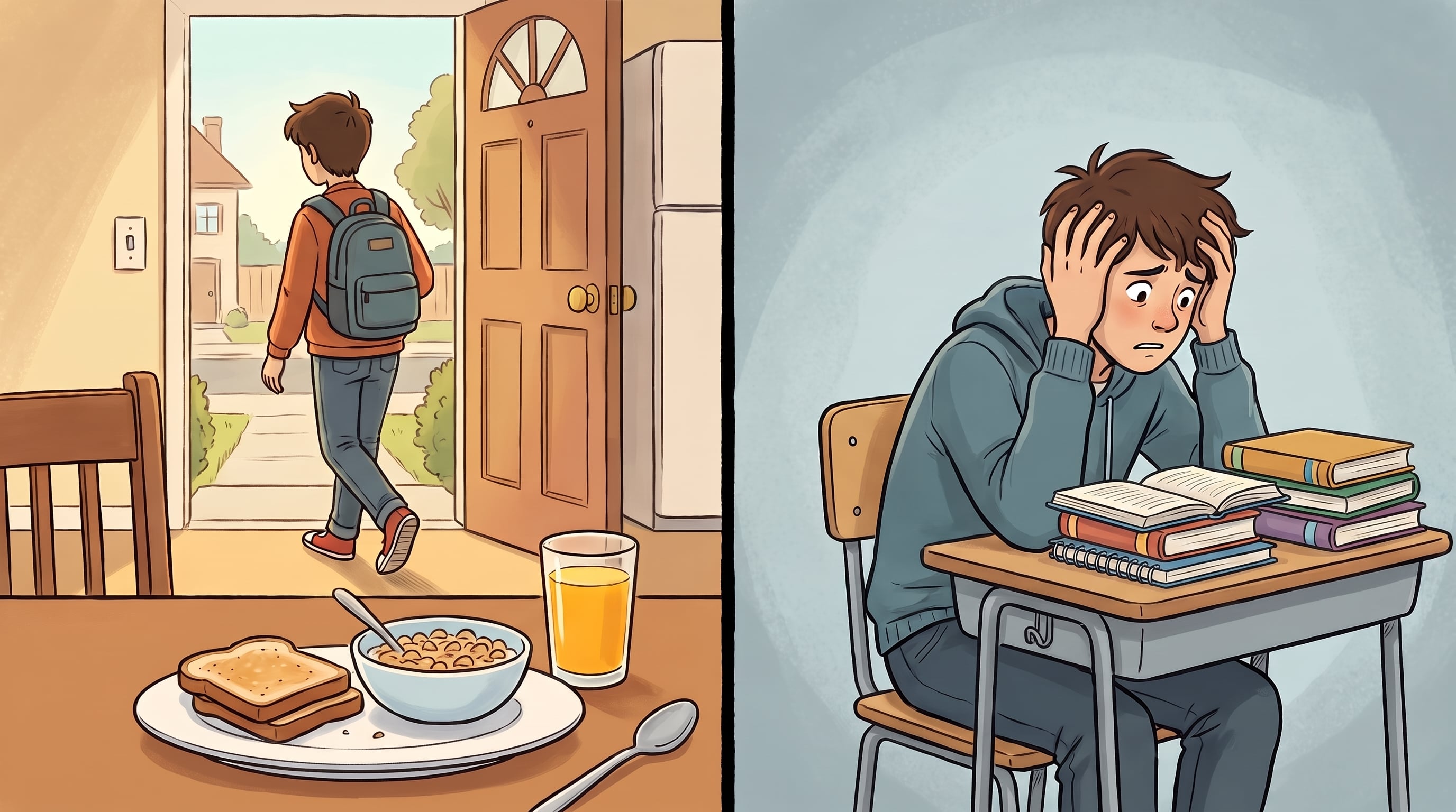 Saltarse el desayuno se asocia con un riesgo más de dos veces mayor de bajo rendimiento escolar en niños y adolescentes (Imagen Ilustrativa Infobae)