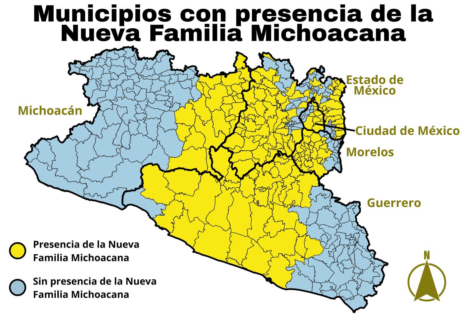 Zonas de operación de la Familia Michoacana de acuerdo con el investigador de la Universidad Autónoma de Coahuila (UAdeC) y especialista en seguridad pública, Víctor Sánchez Valdés.Foto: Cortesía
