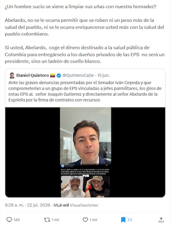 Petro sostuvo que el debate no es solo sobre la gestión de su gobierno, sino sobre quién administrará el dinero del sistema y bajo qué intereses - crédito @petrogustavo/X