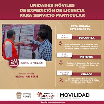 Unidades móviles en el Edomex ()X@SEMOV_Edomex