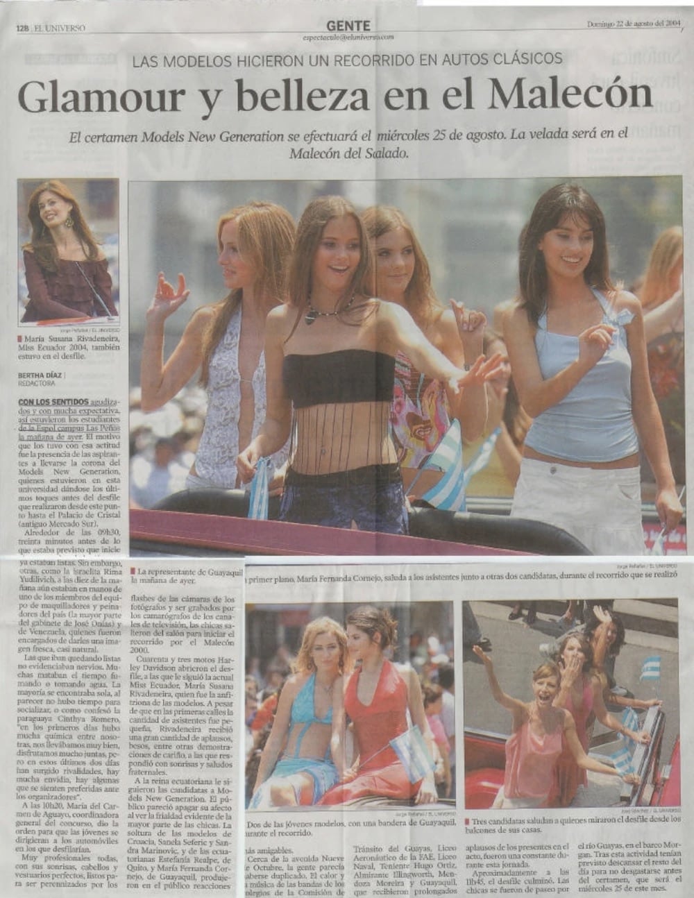 El certamen de modelos sucedido en Ecuador. Recorte de El Universo. (Lostmedia)