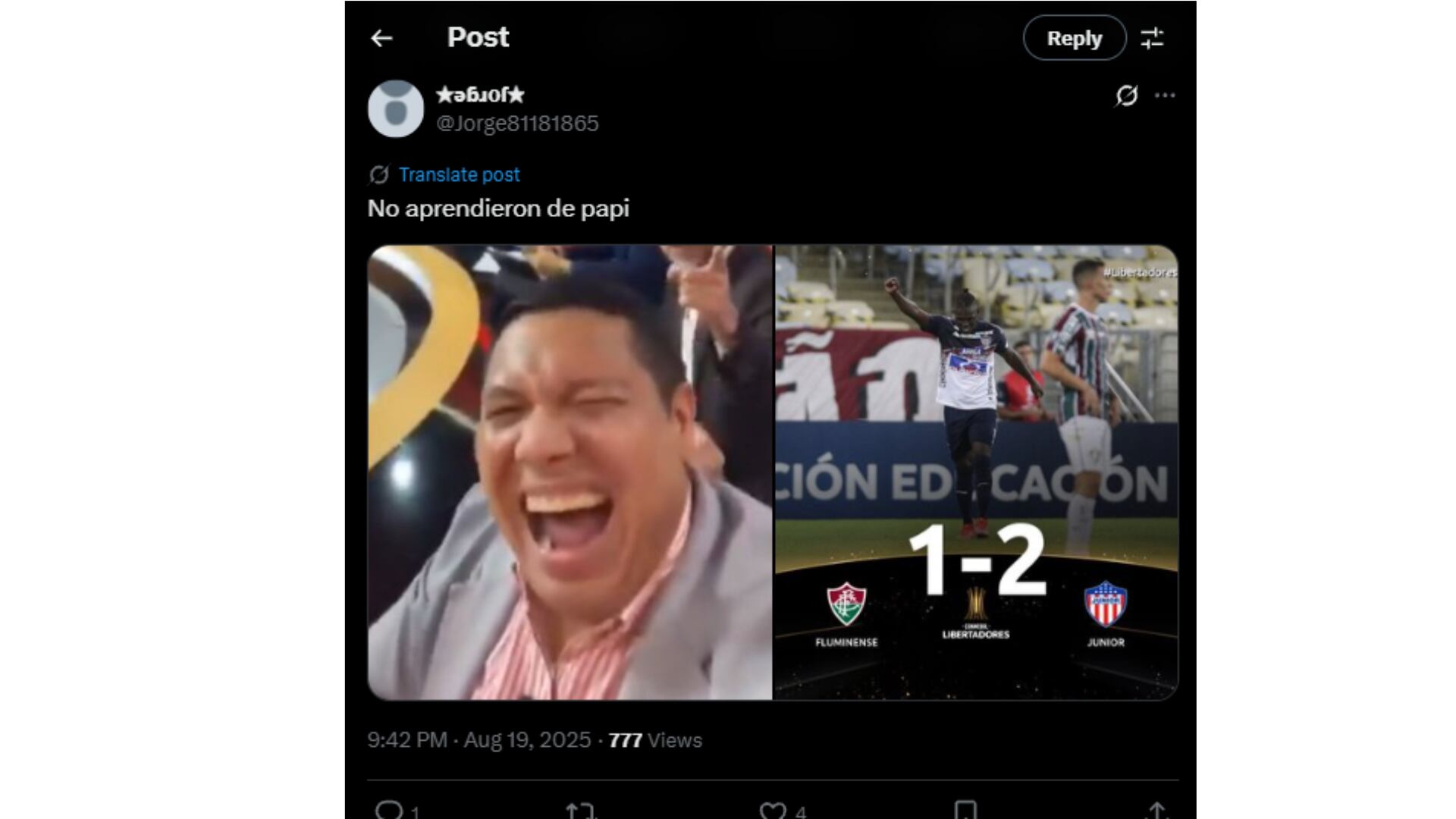 El cuadro rojo fue superado por parte del equipo tricolor de Río de Janeiro - crédito X